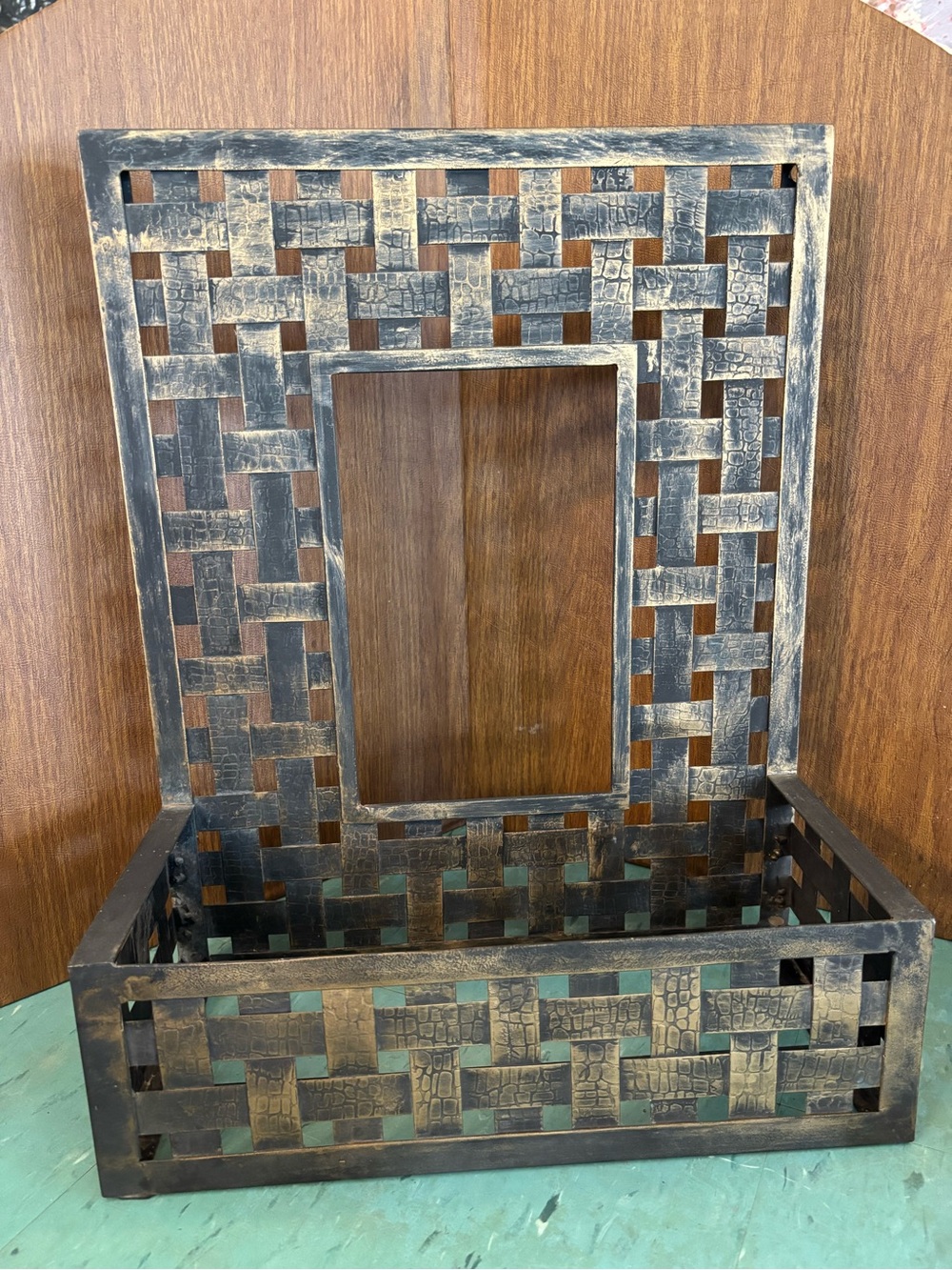 Pier 1 Imports Metal Croc Wall Hanging Planter black gold